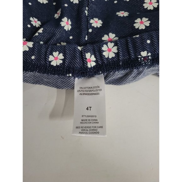 Girl's Flower Printed Navy Blue Long Pants Size 4T - Picture 3 of 3